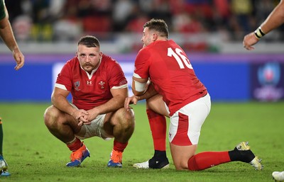 271019 - Wales v South Africa - Rugby World Cup Semi-Final - Dejected Dillon Lewis and Elliot Dee of Wales