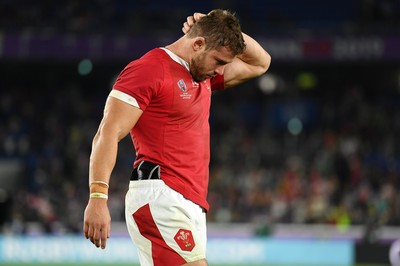 271019 - Wales v South Africa - Rugby World Cup Semi-Final - Dejected Leigh Halfpenny of Wales