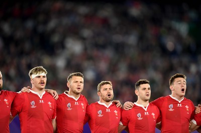 271019 - Wales v South Africa - Rugby World Cup Semi-Final - Aaron Wainwright, Dan Biggar, Leigh Halfpenny, Tomos Williams and Josh Adams