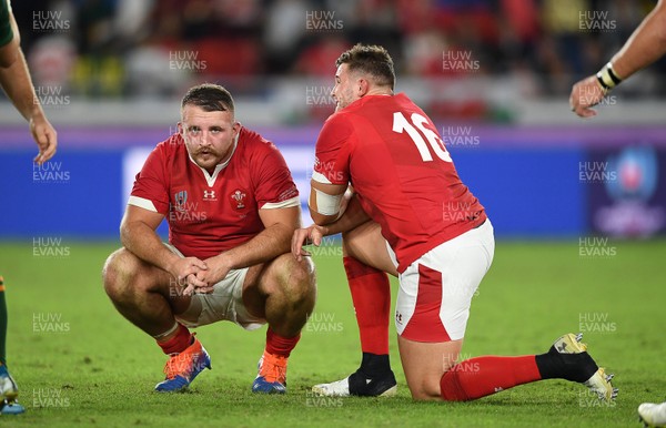 271019 - Wales v South Africa - Rugby World Cup Semi-Final - Dejected Dillon Lewis and Elliot Dee of Wales