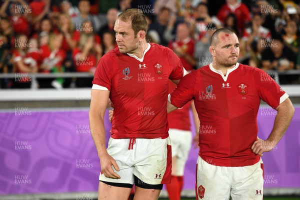 271019 - Wales v South Africa - Rugby World Cup Semi-Final - Dejected Alun Wyn Jones and Ken Owens of Wales/