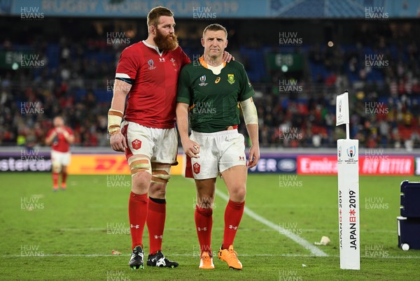271019 - Wales v South Africa - Rugby World Cup Semi-Final - Dejected Jake Ball and Hadleigh Parkes of Wales
