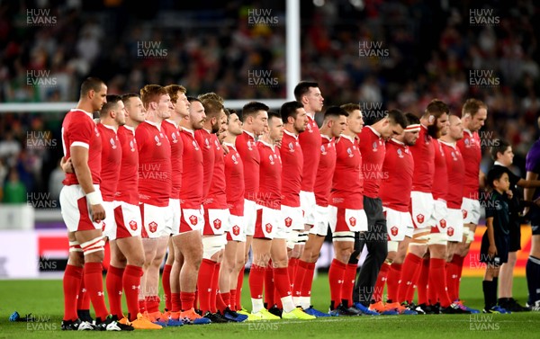 271019 - Wales v South Africa - Rugby World Cup Semi-Final - Players line up for anthems