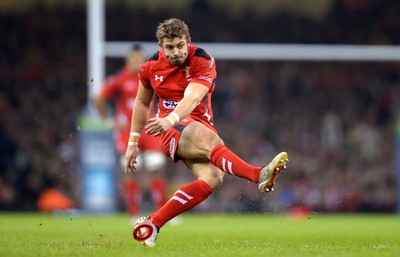 291114 - Wales v South Africa - Dove Men Series -Leigh Halfpenny of Wales kicks at goal