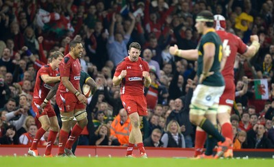 291114 - Wales v South Africa - Dove Men Series -Alex Cuthbert of Wales celebrates win