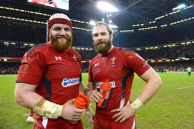 291114 - Wales v South Africa - Dove Men Series -Jake Ball and Alun Wyn Jones of Wales celebrates win