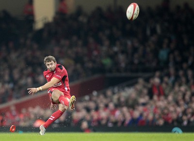 291114 - Wales v South Africa - Dove Men Series - Leigh Halfpenny of Wales kicks a penalty