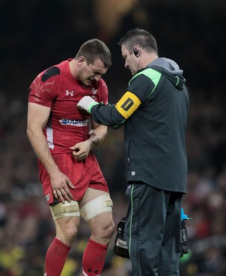 291114 - Wales v South Africa - Dove Men Series - Sam Warburton of Wales is looked at by the team doctor