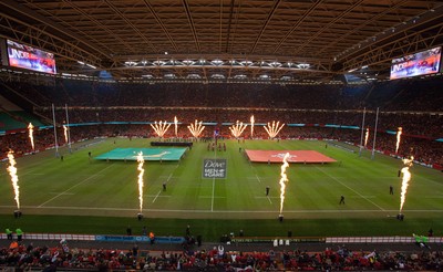 291114 - Wales v South Africa, Dove Men Series 2014, Cardiff - General view of the Millennium Stadium as the teams line up before the match