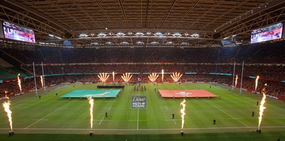 291114 - Wales v South Africa, Dove Men Series 2014, Cardiff - General view of the Millennium Stadium as the teams line up before the match