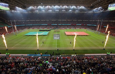 291114 - Wales v South Africa, Dove Men Series 2014, Cardiff - General view of the Millennium Stadium as the teams line up before the match