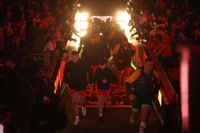 291125 - Wales v South Africa Springboks - Quilter Nations Series - Dewi Lake of Wales leads the team out