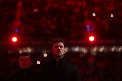 291125 - Wales v South Africa Springboks - Quilter Nations Series - Reuben Morgan-Williams and James Ratti sing the anthem