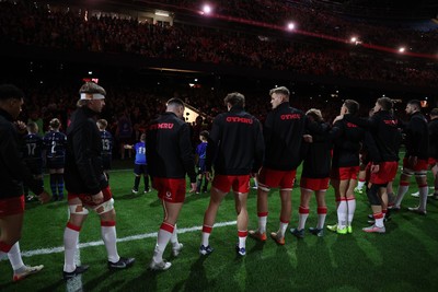 291125 - Wales v South Africa Springboks - Quilter Nations Series - Wales line up for the anthem