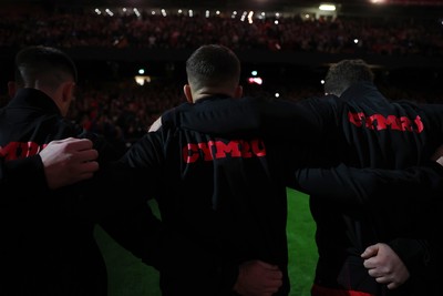 291125 - Wales v South Africa Springboks - Quilter Nations Series - Wales line up for the anthem