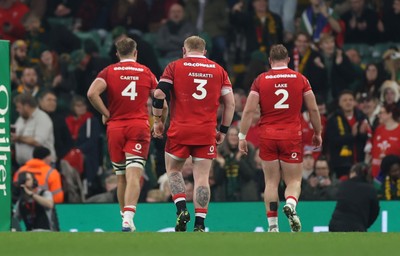 291125 - Wales v South Africa Springboks - Quilter Nations Series - Ben Carter, Keiron Assiratti and Dewi Lake of Wales 