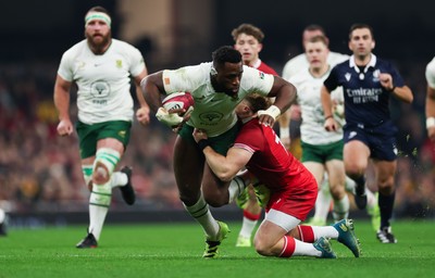 291125 - Wales v South Africa Springboks, Quilter Nations Series - Siya Kolisi of South Africa is tackled by Blair Murray of Wales