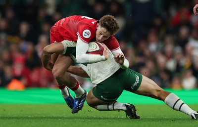 291125 - Wales v South Africa Springboks, Quilter Nations Series - Ellis Mee of Wales is tackled by Andre Esterhuizen of South Africa