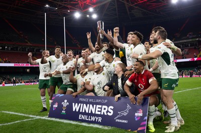291125 - Wales v South Africa Springboks, Quilter Nations Series - South Africa celebrate as they lift The Prince William Cup