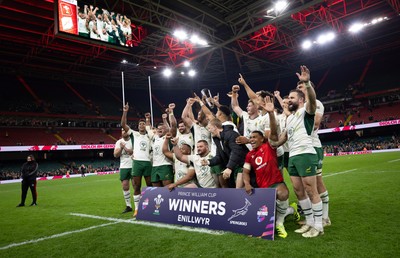 291125 - Wales v South Africa Springboks, Quilter Nations Series - South Africa celebrate as they lift The Prince William Cup