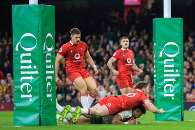 291125 - Wales v South Africa - Quilter Nations Series - Sacha Feinberg-Mngomezulu of South Africa Scores a Try