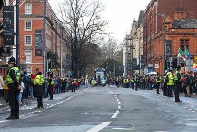 291125 - Wales v South Africa - Quilter Nations Series - Wales team bus arrives at Principality Stadium