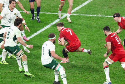 291125 - Wales v South Africa - Quilter Nations Series - Alex Mann of Wales runs at the defence