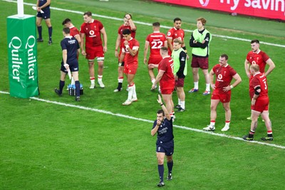 291125 - Wales v South Africa - Quilter Nations Series - Referee Luc Ramos awards a try to South Africa as Wales look dejected