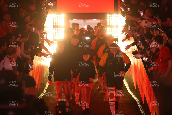291125 - Wales v South Africa Springboks - Quilter Nations Series - Dewi Lake of Wales leads the team out