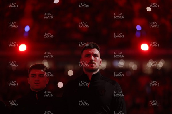 291125 - Wales v South Africa Springboks - Quilter Nations Series - Reuben Morgan-Williams and James Ratti sing the anthem