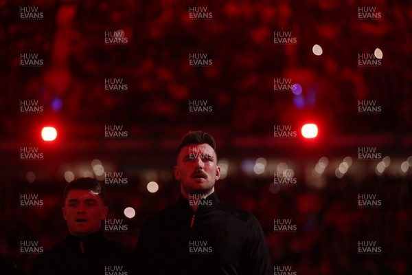 291125 - Wales v South Africa Springboks - Quilter Nations Series - Reuben Morgan-Williams and James Ratti sing the anthem