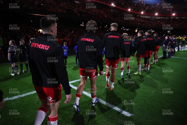 291125 - Wales v South Africa Springboks - Quilter Nations Series - Wales line up for the anthem