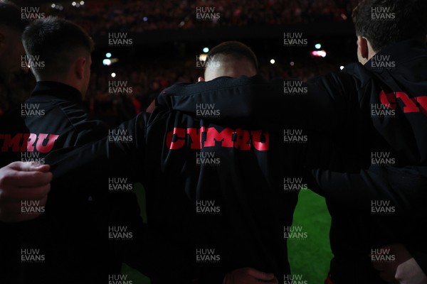 291125 - Wales v South Africa Springboks - Quilter Nations Series - Wales line up for the anthem