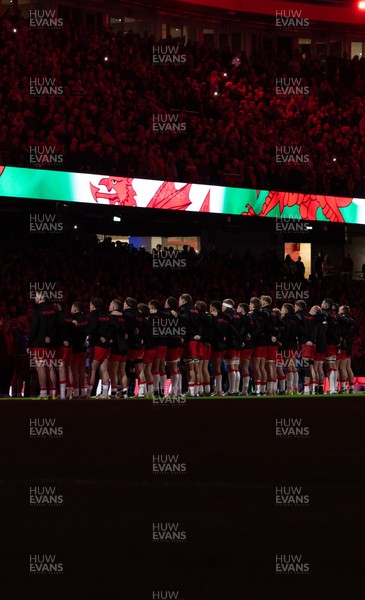 291125 - Wales v South Africa Springboks, Quilter Nations Series - The Wales team line up for the anthems