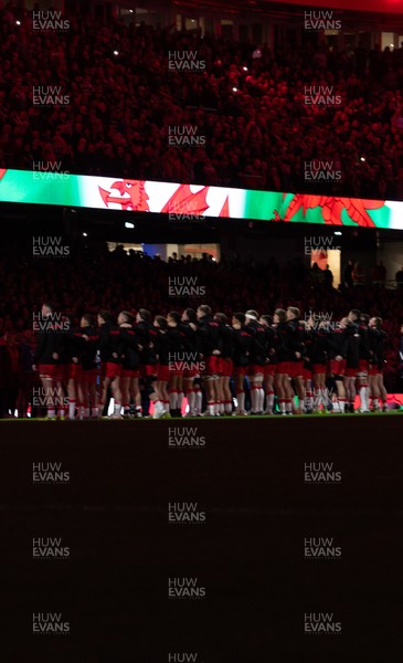 291125 - Wales v South Africa Springboks, Quilter Nations Series - The Wales team line up for the anthems
