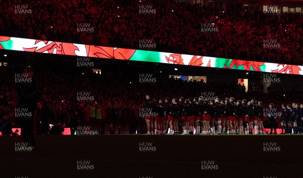 291125 - Wales v South Africa Springboks, Quilter Nations Series - The Wales team line up for the anthems