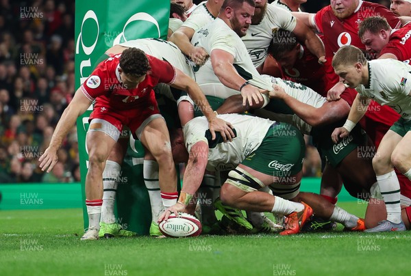 291125 - Wales v South Africa Springboks, Quilter Nations Series - Jasper Wiese of South Africa scores try