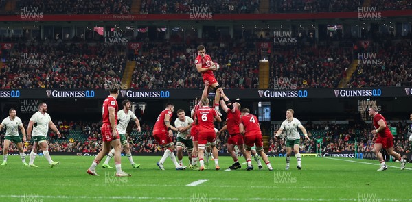 291125 - Wales v South Africa Springboks, Quilter Nations Series - Alex Mann of Wales takes the line out
