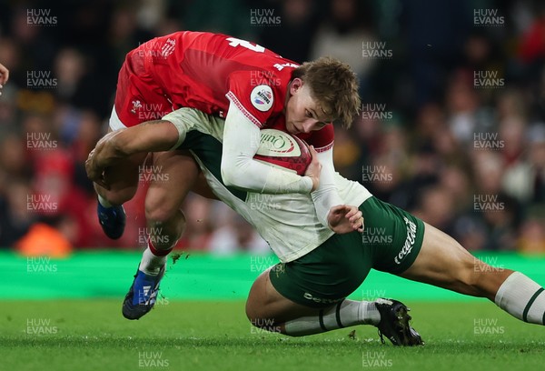 291125 - Wales v South Africa Springboks, Quilter Nations Series - Ellis Mee of Wales is tackled by Andre Esterhuizen of South Africa