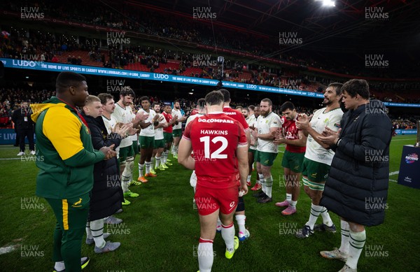 291125 - Wales v South Africa Springboks, Quilter Nations Series - Wales players are clapped off the pitch at the end of the match by the Springboks
