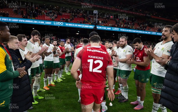 291125 - Wales v South Africa Springboks, Quilter Nations Series - Wales players are clapped off the pitch at the end of the match by the Springboks