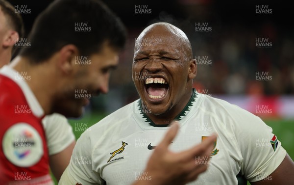 291125 - Wales v South Africa Springboks, Quilter Nations Series - Bongi Mbonambi of South Africa at the end of the match