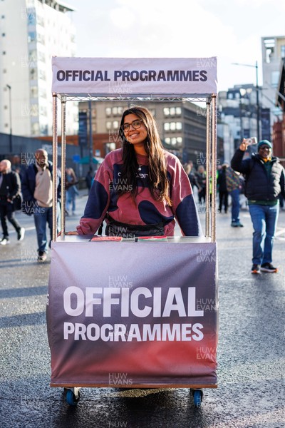 291125 - Wales v South Africa - Quilter Nations Series - Official programme seller outside Principality Stadium