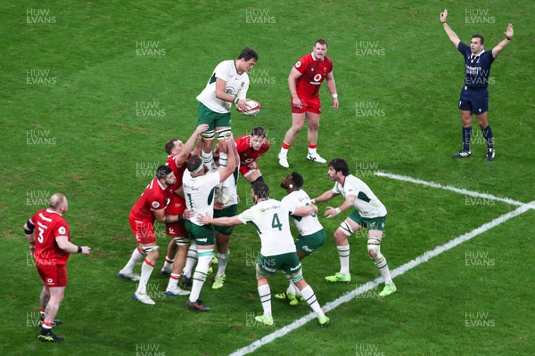 291125 - Wales v South Africa - Quilter Nations Series - Franco Mostert of South Africa wins a lineout