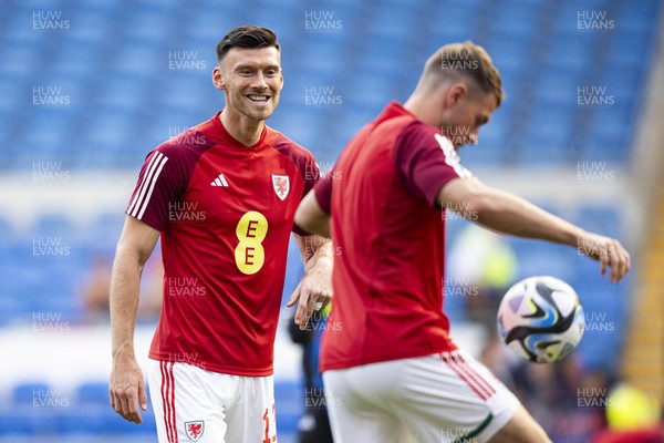 070923 - Wales v South Korea - International Friendly - Kieffer Moore of Wales during the warm up