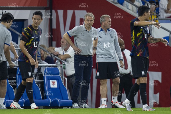 070923 - Wales v South Korea - International Friendly - South Korea head coach Jurgen Klinsmann during a water break