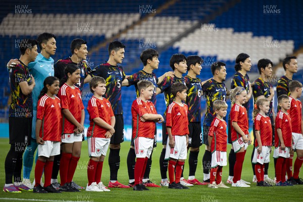 070923 - Wales v South Korea - International Friendly - South Korea during the national anthem