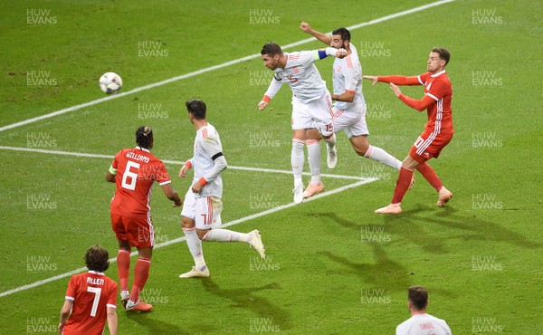 111018 - Wales v Spain - International Friendly Football - Sergio Ramos of Spain scores goal