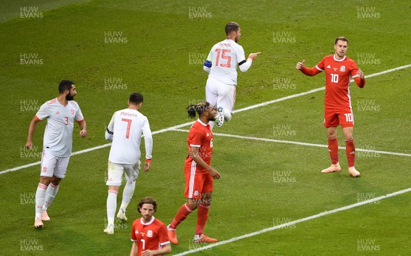 111018 - Wales v Spain - International Friendly Football - Sergio Ramos of Spain celebrates scoring goal