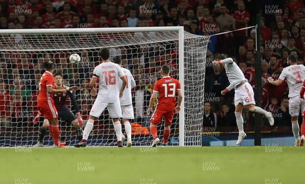 111018 - Wales v Spain - International Friendly - Sergio Ramos of Spain scores their second goal